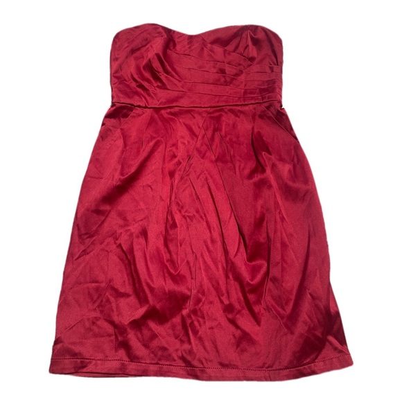 Dynamite Red Strapless Satin Party Dress - Size Small - Size 5 - Picture 1 of 6